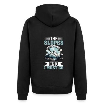 Die Pisten Rufen Und Ich Muss Los - Unisex Premium Bio Zip Hoodie - Schwarz - Hinten - Nico (187cm)