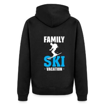 Familienski-Urlaub - Unisex Premium Bio Zip Hoodie - Schwarz - Hinten - Nico (187cm)