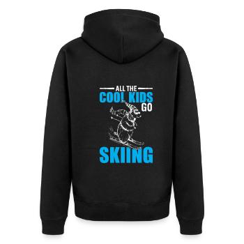 Alle Coolen Kids Gehen Skifahren - Unisex Premium Bio Zip Hoodie - Schwarz - Hinten - Nico (187cm)