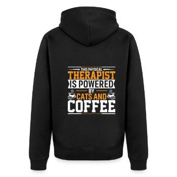 This Physiotherapist Is Driven By Cats - Unisex Premium Organic Zip Hoodie - black - Back - Nico (187cm)