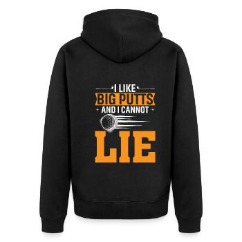Ich Mag Große Putts Und Ich Kann Nicht Lügen - Unisex Premium Bio Zip Hoodie - Schwarz - Hinten - Nico (187cm)