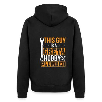 This guy is a great amateur plumber - Unisex Premium Organic Zip Hoodie - black - Back - Nico (187cm)