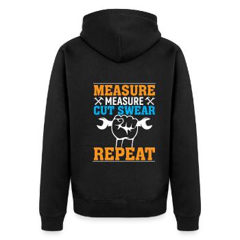 mesurer, mesurer, couper, jurer, répéter - Veste à capuche bio Premium Unisexe - noir - Dos - Nico (187cm)