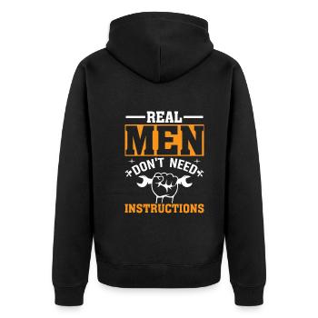 Les vrais hommes n’ont pas besoin d’instructions - Veste à capuche bio Premium Unisexe - noir - Dos - Nico (187cm)