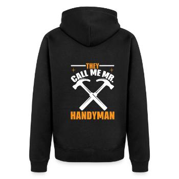 Sie Nennen Mich Mr. Heimwerker - Unisex Premium Bio Zip Hoodie - Schwarz - Hinten - Nico (187cm)