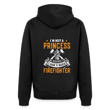 Ich Bin Keine Prinzessin Ich Muss Nicht Gerettet - Unisex Premium Bio Zip Hoodie - Schwarz - Hinten - Nico (187cm)