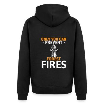 Only you can prevent forest fires - Unisex Premium Organic Zip Hoodie - black - Back - Nico (187cm)
