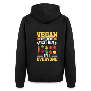 Première règle du Vegan Fight Club : Dites-le à tout le monde - Veste à capuche bio Premium Unisexe - noir - Dos - Nico (187cm)