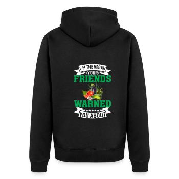 Ich Bin Der Veganer, Vor Dem Dich Deine Freunde Ge - Unisex Premium Bio Zip Hoodie - Schwarz - Hinten - Nico (187cm)