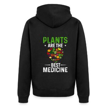 Pflanzen Sind Die Beste Medizin - Unisex Premium Bio Zip Hoodie - Schwarz - Hinten - Nico (187cm)
