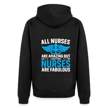 Alle Krankenschwestern Sind Erstaunlich, Aber - Unisex Premium Bio Zip Hoodie - Schwarz - Hinten - Nico (187cm)