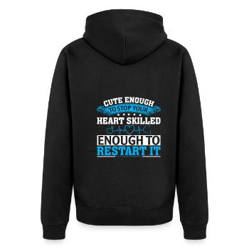 Cute enough to make your heart stop cleverly - Unisex Premium Organic Zip Hoodie - black - Back - Nico (187cm)
