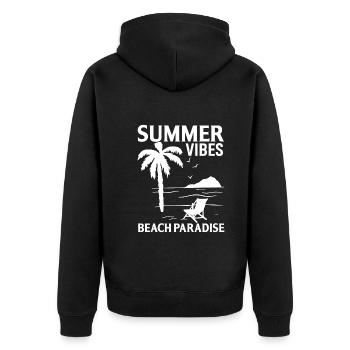 Sommer Vibes Strand Paradies - Unisex Premium Bio Zip Hoodie - Schwarz - Hinten - Nico (187cm)