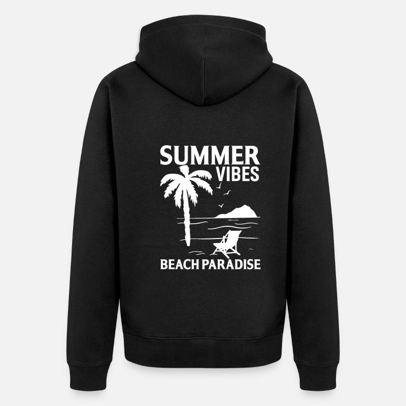 Ambiance estivale Plage paradisiaque - Veste à capuche bio Premium Unisexe - noir