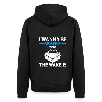 Ich Möchte Dort Sein Wo Das Erwachen Ist - Unisex Premium Bio Zip Hoodie - Schwarz - Hinten - Nico (187cm)