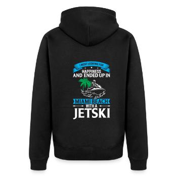 I was looking for happiness and ended up in mi - Unisex Premium Organic Zip Hoodie - black - Back - Nico (187cm)