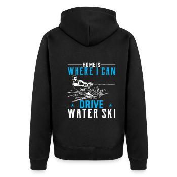 À la maison, je suis là où je peux faire du ski nautique - Veste à capuche bio Premium Unisexe - noir - Dos - Nico (187cm)