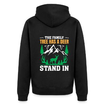 Der Stammbaum Hat Einen Hirschstand In - Unisex Premium Bio Zip Hoodie - Schwarz - Hinten - Nico (187cm)