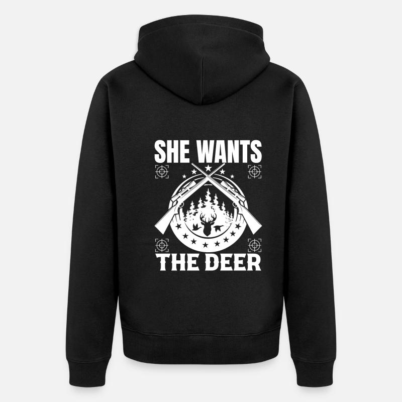 Sie Will Die Hirsche - Unisex Premium Bio Zip Hoodie - Schwarz