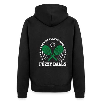 Tennisspieler haben flauschige Bälle - Unisex Premium Bio Zip Hoodie - Schwarz - Hinten - Nico (187cm)