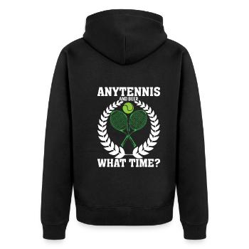Tennis Und Bier Wie spät ist es? - Unisex Premium Bio Zip Hoodie - Schwarz - Hinten - Nico (187cm)