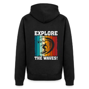Explorez les vagues ! - Veste à capuche bio Premium Unisexe - noir - Dos - Nico (187cm)
