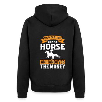 Montrer Papa Je Tiens Juste Le Cheval Un Transfert Le Mon - Veste à capuche bio Premium Unisexe - noir - Dos - Nico (187cm)
