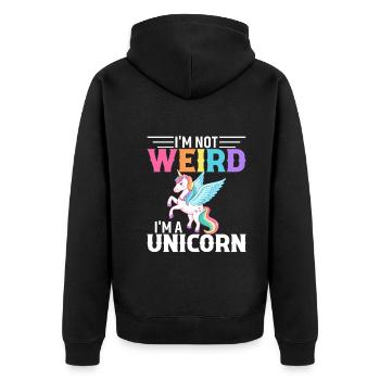 Je ne suis pas bizarre, je suis une licorne - Veste à capuche bio Premium Unisexe - noir - Dos - Nico (187cm)