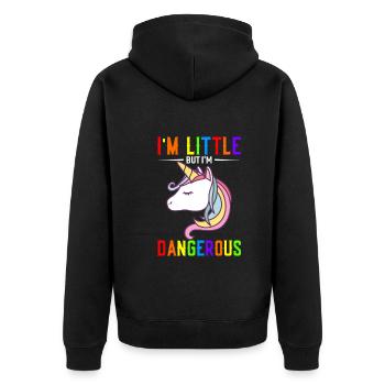 Je suis petit mais je suis danger - Veste à capuche bio Premium Unisexe - noir - Dos - Nico (187cm)