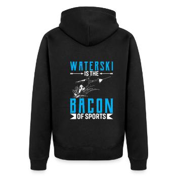 Waterski Is The Bacon Of Sports - Unisex Premium Organic Zip Hoodie - black - Back - Nico (187cm)