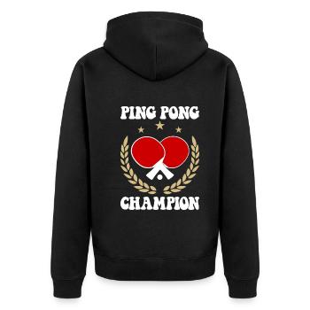 Ping Pong Champion Design Table Tennis and - Unisex Premium Organic Zip Hoodie - black - Back - Nico (187cm)
