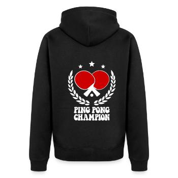 Ping Pong Champion Design Table Tennis and - Unisex Premium Organic Zip Hoodie - black - Back - Nico (187cm)