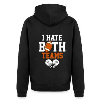 I Hate Both Teams - Unisex Premium Organic Zip Hoodie - black - Back - Nico (187cm)