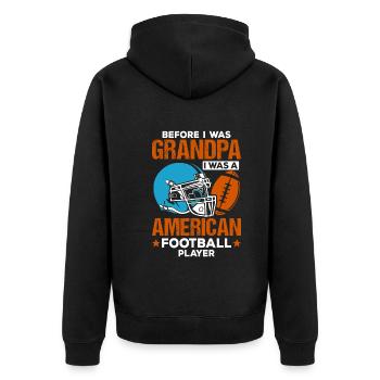 Bevor ich Opa wurde, war ich ein American-Football-Spieler - Unisex Premium Bio Zip Hoodie - Schwarz - Hinten - Nico (187cm)