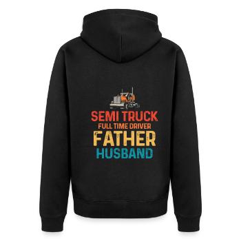 Sattelschlepper Vollzeitfahrer Vater Ehemann - Unisex Premium Bio Zip Hoodie - Schwarz - Hinten - Nico (187cm)