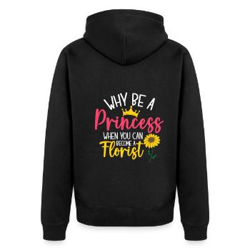 Pourquoi être une princesse quand on peut devenir fleuriste - Veste à capuche bio Premium Unisexe - noir - Dos - Nico (187cm)