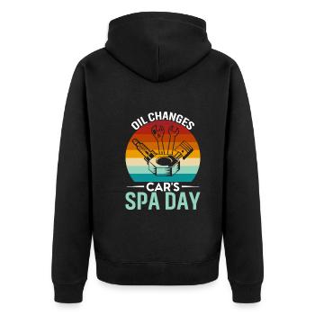 Oil Changes: Car'S Spa Day. - Unisex Premium Organic Zip Hoodie - black - Back - Nico (187cm)