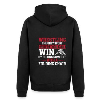 Wrestling: The Only Sport Where You Can Win By Hit - Unisex Premium Organic Zip Hoodie - black - Back - Nico (187cm)