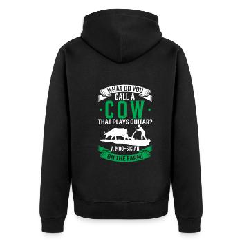 What Do You Call A Cow That Plays Guitar? A Moo-Si - Unisex Premium Organic Zip Hoodie - black - Back - Nico (187cm)
