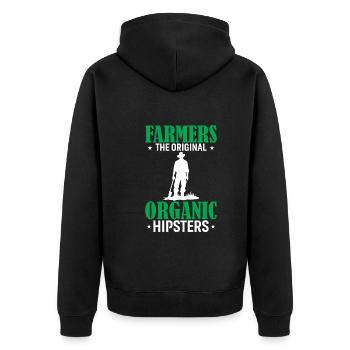 Agriculteurs : les hipsters biologiques originaux - Veste à capuche bio Premium Unisexe - noir - Dos - Nico (187cm)