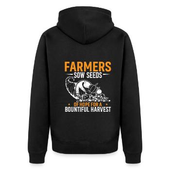 Landwirte säen Samen der Hoffnung für eine reiche Ernte - Unisex Premium Bio Zip Hoodie - Schwarz - Hinten - Nico (187cm)