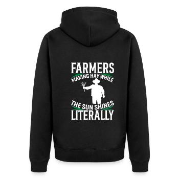 Agriculteurs : Faire du foin pendant que le soleil brille, littéralement. - Veste à capuche bio Premium Unisexe - noir - Dos - Nico (187cm)