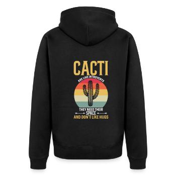 Kakteen sind wie Introvertierte - sie brauchen ihren Freiraum - Unisex Premium Bio Zip Hoodie - Schwarz - Hinten - Nico (187cm)