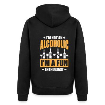 I'm Not An Alcoholic, I'm A Fun Enthusiast. - Unisex Premium Organic Zip Hoodie - black - Back - Nico (187cm)