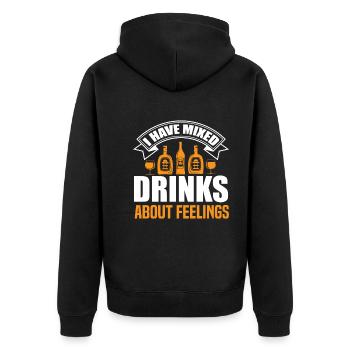 Ich habe Drinks über Gefühle gemixt. - Unisex Premium Bio Zip Hoodie - Schwarz - Hinten - Nico (187cm)