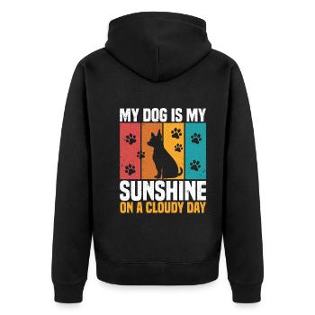 Mein Hund ist mein Sonnenschein an einem bewölkten Tag - Unisex Premium Bio Zip Hoodie - Schwarz - Hinten - Nico (187cm)