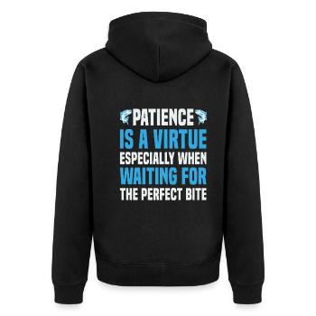 Patience Is A Virtue, Especially When Waiting For - Unisex Premium Organic Zip Hoodie - black - Back - Nico (187cm)