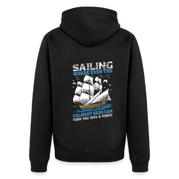 Sailing: Where Even The Calmest Seas Can Turn You - Unisex Premium Organic Zip Hoodie - black - Back - Nico (187cm)