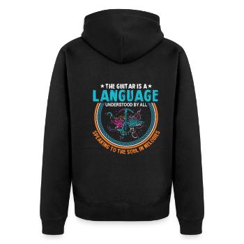 La guitare est un langage compris de tous, Speaki - Veste à capuche bio Premium Unisexe - noir - Dos - Nico (187cm)