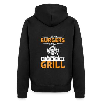 Ich mag meine Burger rare... Wie in Selten gekocht auf dem - Unisex Premium Bio Zip Hoodie - Schwarz - Hinten - Nico (187cm)